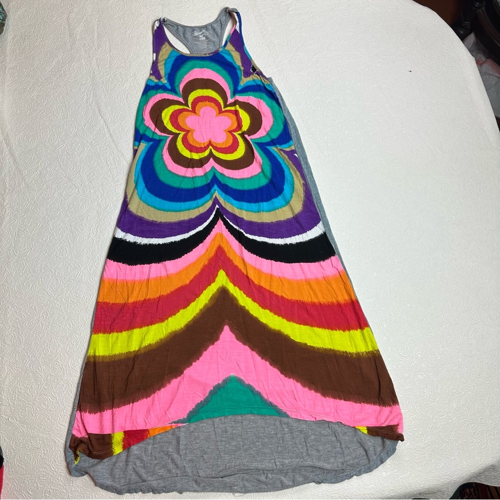 Flowers By Zoe Multi-color High-Low Tie-Dye Dress